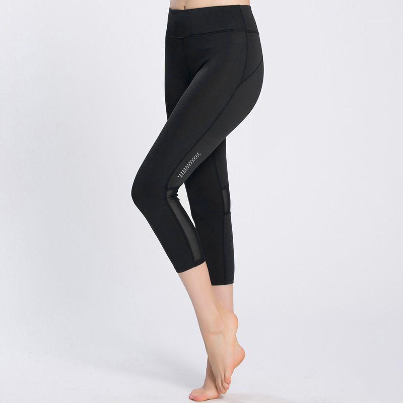 

Quick-Dry Breathable High Waist Yoga Pants Capri Fitness Running Leggings Gym Running Tight Seamless Nepoagym Sports Sweatpants1, Black