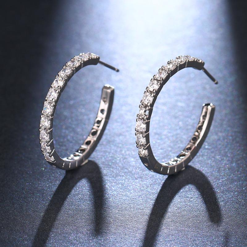 

Hoop & Huggie Ekopdee Vintage Round Cubic Zirconia Kpop Earrings Women CZ Jewelry Gift 2021