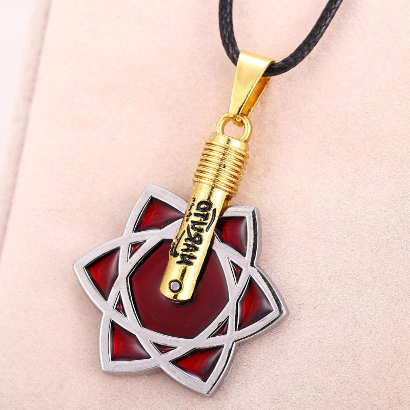 

Anime Naruto Necklace Men Uchiha Sasuke Mangekyou Sharingan Pendant Necklace For Women Cosplay Jewelry Rope Chain choker kolye