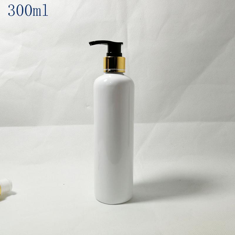 

30pcs 300ml empty emulsion helicoidal pump head bottle 300cc Gold Lotion Pressing Shampoo PET Cosmetic Refillable Container