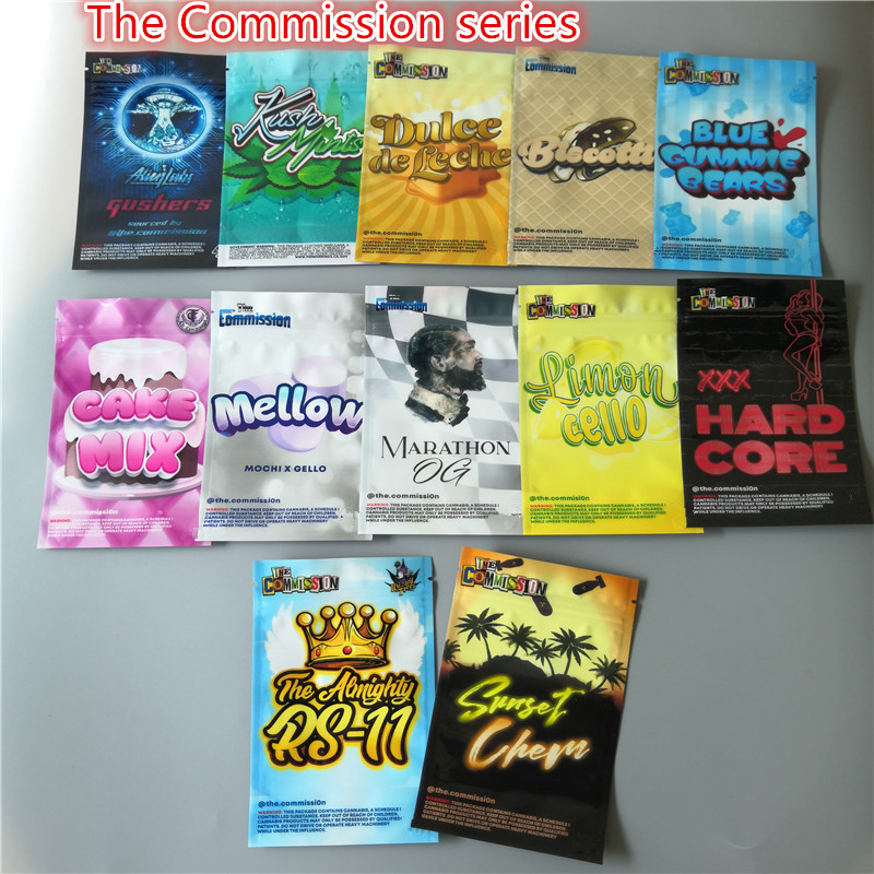 

New The Commission bags Marathon OG Blue Gummie Bears Lemon cello cake mix Alienlabs gushers Smell Proof Packaging Mylar Bag Dry Herb Flower