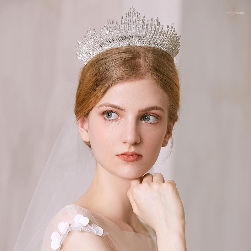 

Hair Clips & Barrettes Luxury Bridal Headwear Gold Silver Color Wedding Crowns Rhinestone Bands Women Headdress HQ0026, Golden;silver