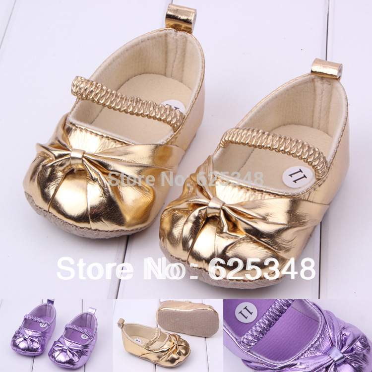 

2021 New First Walkers Baby Girls Soft Sole Skidproof -12months Kids Shoes Bebe Bowknot Urtb, Gold