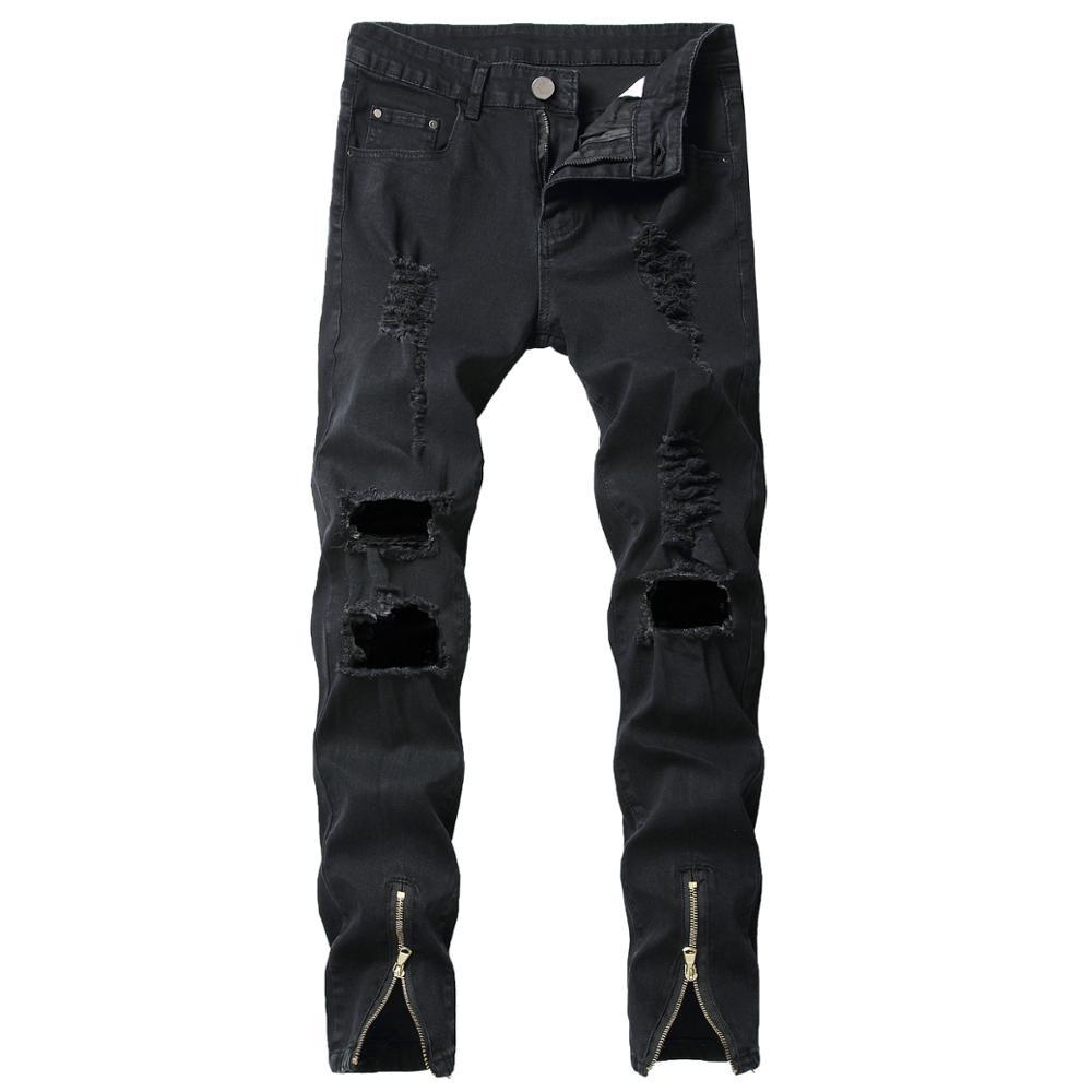 

Denim designer straight bike black jeans for men size 28-38 2020 spring hip hop punk rock streetwear trouers, 1865