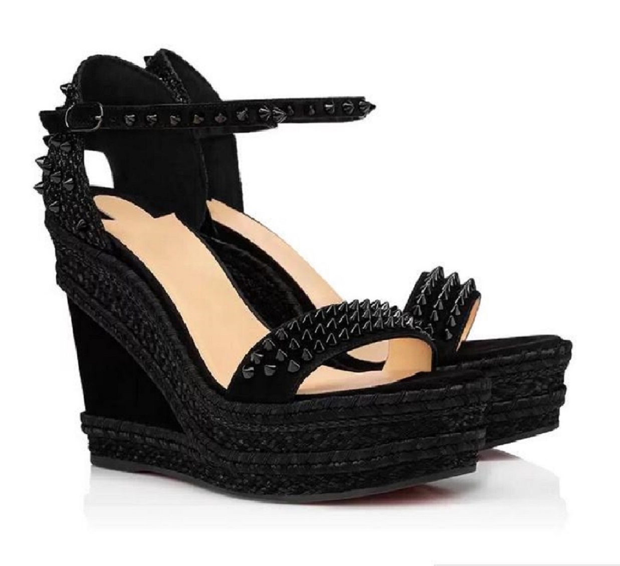 

Elegant shoe Sandals straw red sole Wedges Madmonica braided rope wedge ankle strap spikes gladiator sexy ladies summer sandal high heels, 10