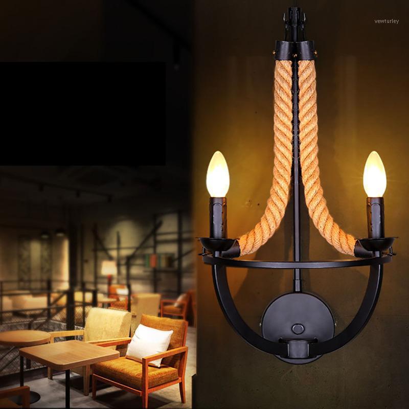 

Retro rope wall lamp personality bedside lamp of restaurant cafe shop, wrought iron antique wall1