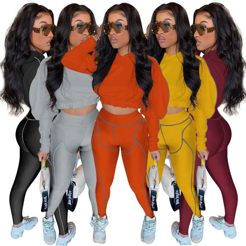 

Women's Two Piece Pants SHIEN Trousers Suit 2021 Autumn Jogger Set Tracksuit Legging Pant Long Sleeve Hooded Shirt Sets For Women, White