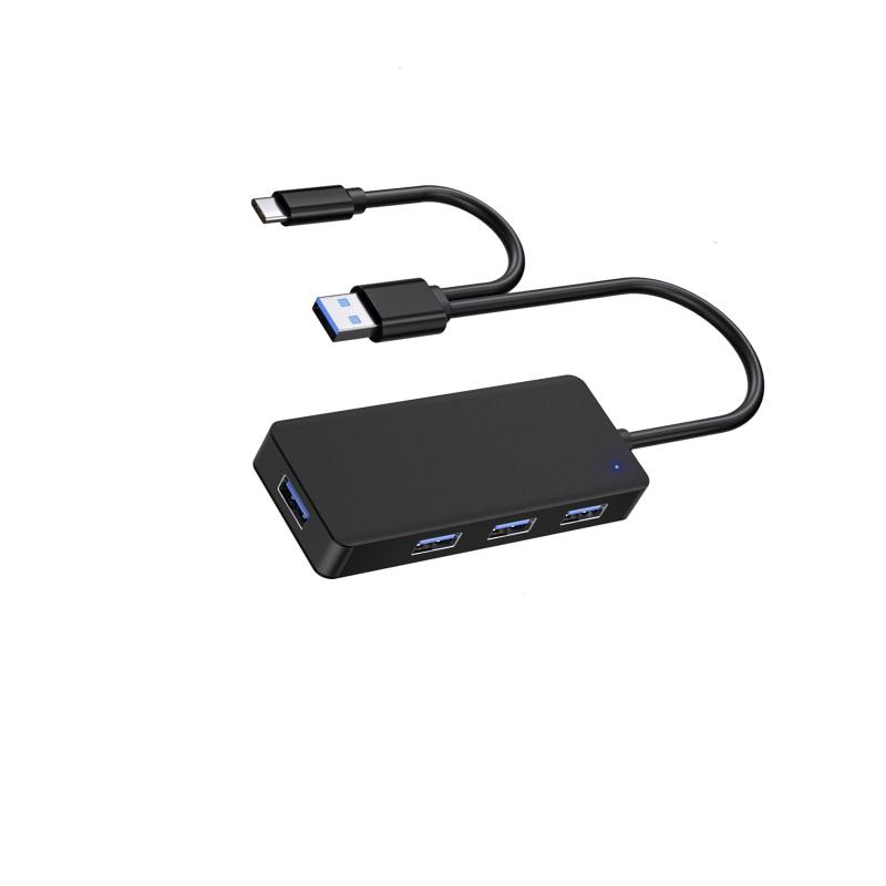

USB 3.0 Hub, 4 Port Ultra-Slim Data USB Hub with 2 Way Cable Type-c 3.0 AXYF