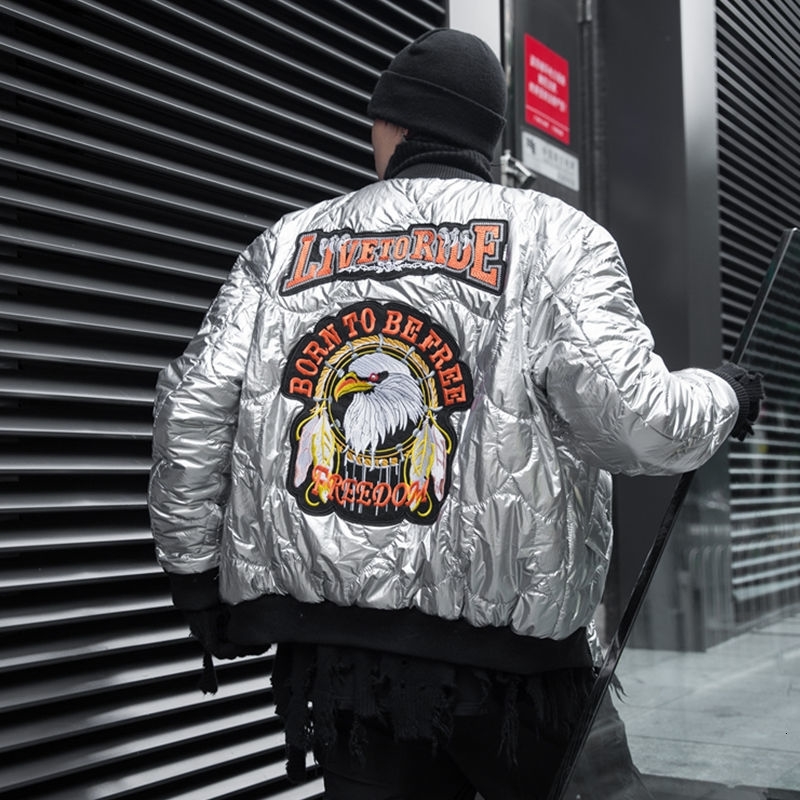 

2021 Men's Autumn Winter New Jackets Man Embroidery Thicken Warm Coats Korean Streetwear Casual Oversize Jacket Male Clothing Rjui, Silver
