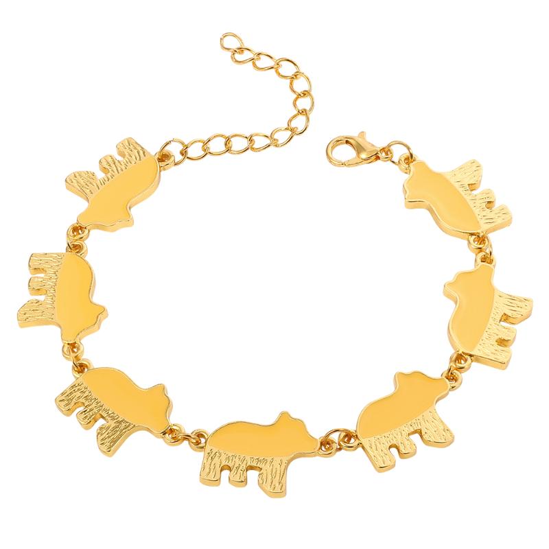 

Gold Color Enamel Bear Chain Bracelets Bangle For women girl fashion jewelry accessories for family gifts