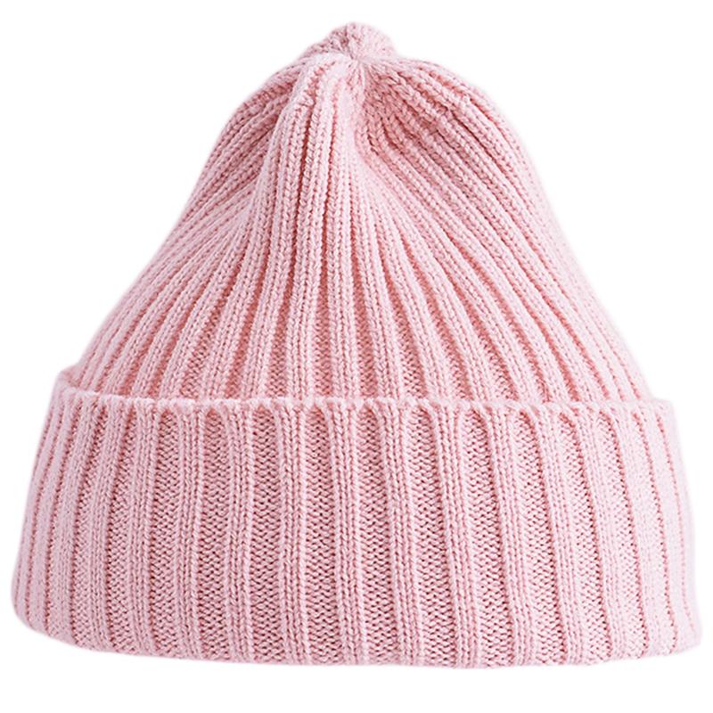 

Baby Kids Winter Ribbed Knitted Beanie Hat Solid Candy Color Cuffed Skull Cap B95F