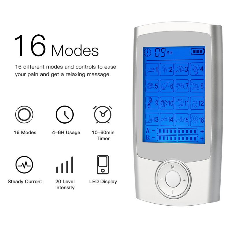 

16 Modes Electric Muscle Stimulator Low Frequency Shockwave TENS Unit Deep Tissue Massage Electrical Physical Therapy Equipment
