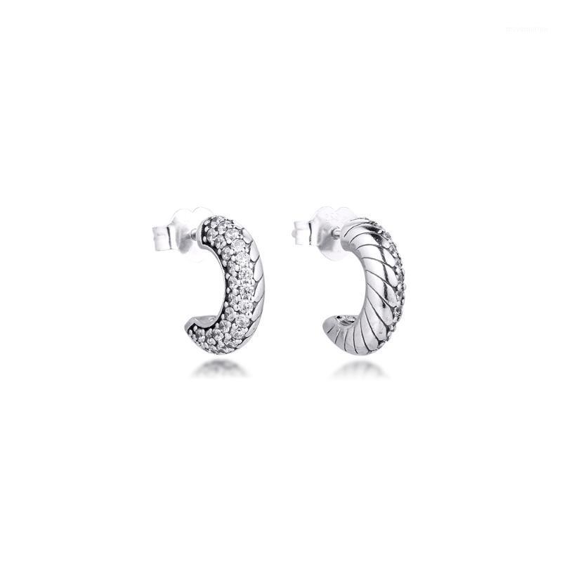 

CKK Earring Pave Chain Pattern Hoop Earrings Sterling Silver Jewelry 100% for Women Brincos kolczyki Pendientes accesorios mujer1