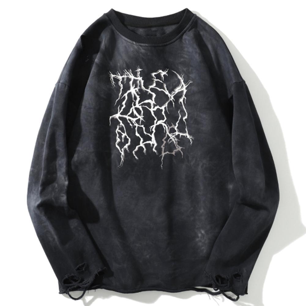 

2021 New Africa Aden Hip Hop Cobweb Pit Printed Pullover Fall Harajuku Square Famous Street Fashion Casual Clothing Cotton Men's Ayl8, Black