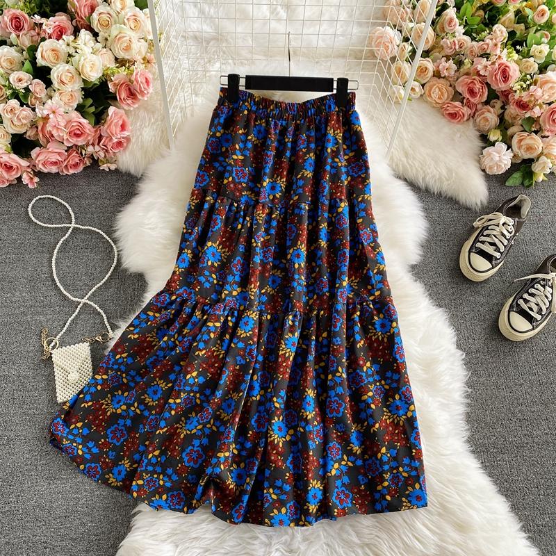 

2020 new fashion women's clothing A-Line Print skirts woman skirt, Black