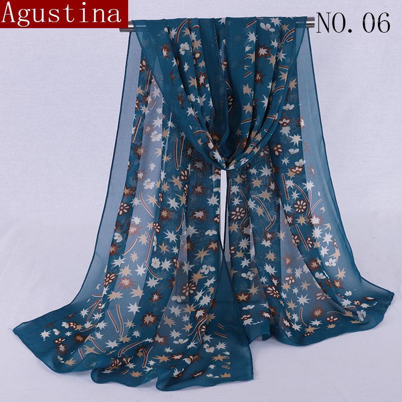 

Chiffon scarf Print Soft designer brand ladies scarves shawl wrap luxury long thick high quality women fashion Agustina 20201