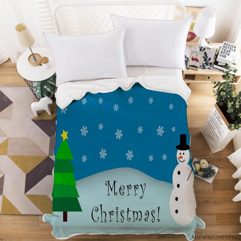 

3D Merry Christmas Printing Soft Blanket Flannel Fabric Sofa Blanket Cute Bed Warm Throw
