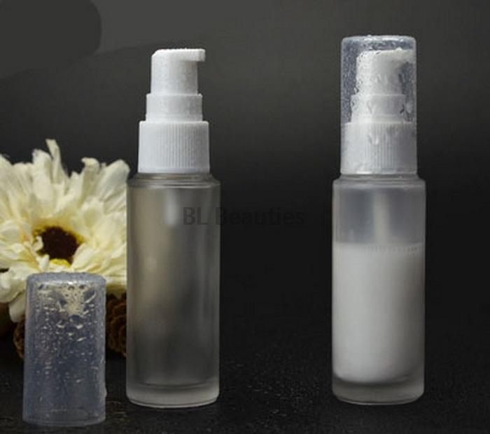 

30ML 50ML Clear Frosted Matte Glass Lotion Bottle With White Lotion Pump Cosmetic Empty Refillable Travel Bottle 300pcs/lot