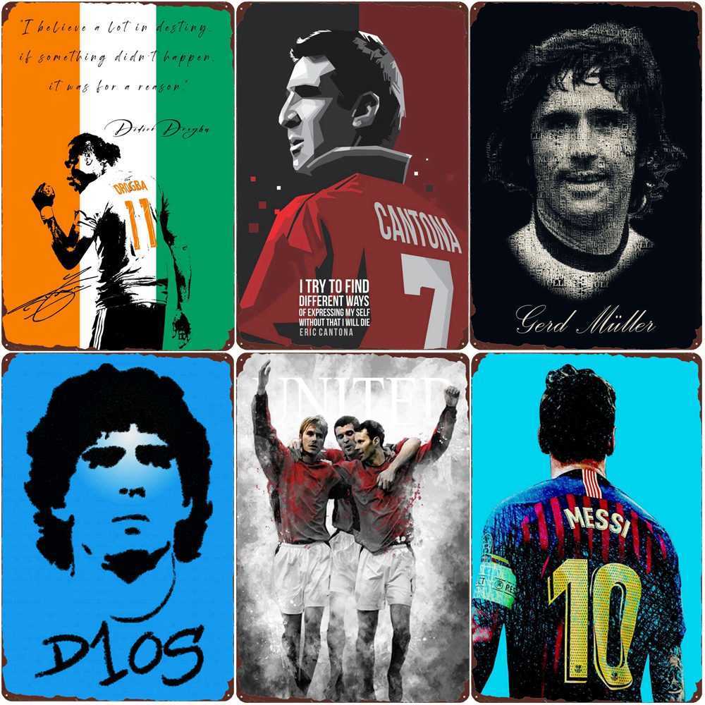

Football Player Vintage Metal Poster Footballer Tin Sign Bar Club Cafe Home Room Wall Decor Football legend Iron Painting N434