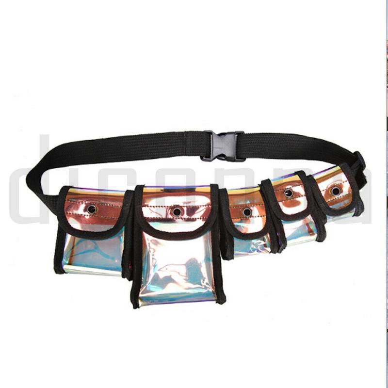 

2020 New Unisex PVC Laser Waist Fanny Pack Belt Bag Man Women Fashion Multi-functional Waterproof Hip Bum Bag, Sky blue