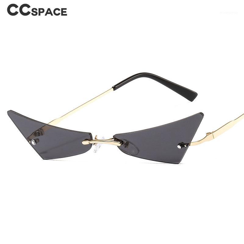 

46505 Rimless Small Frame Irregular Sunglasses Men Women Fashion Shades UV400 Vintage Glasses1