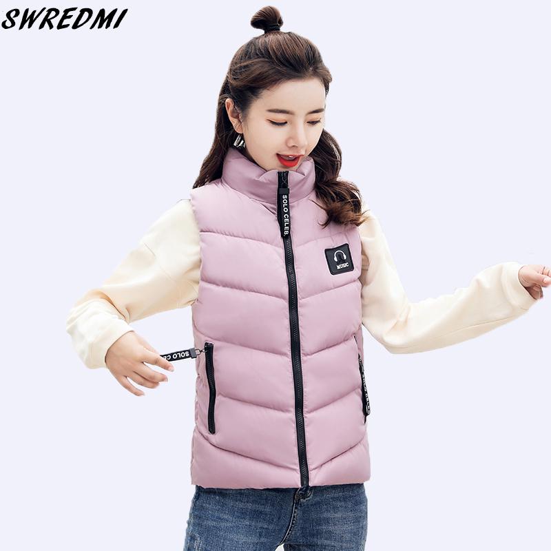 

SWREDMI 2020 New Slim Fashion Student Cotton Vest Girls Pink Sleeveless Jacket Coat Outerwear Plus Size -4XL Women Winter Vest, Black