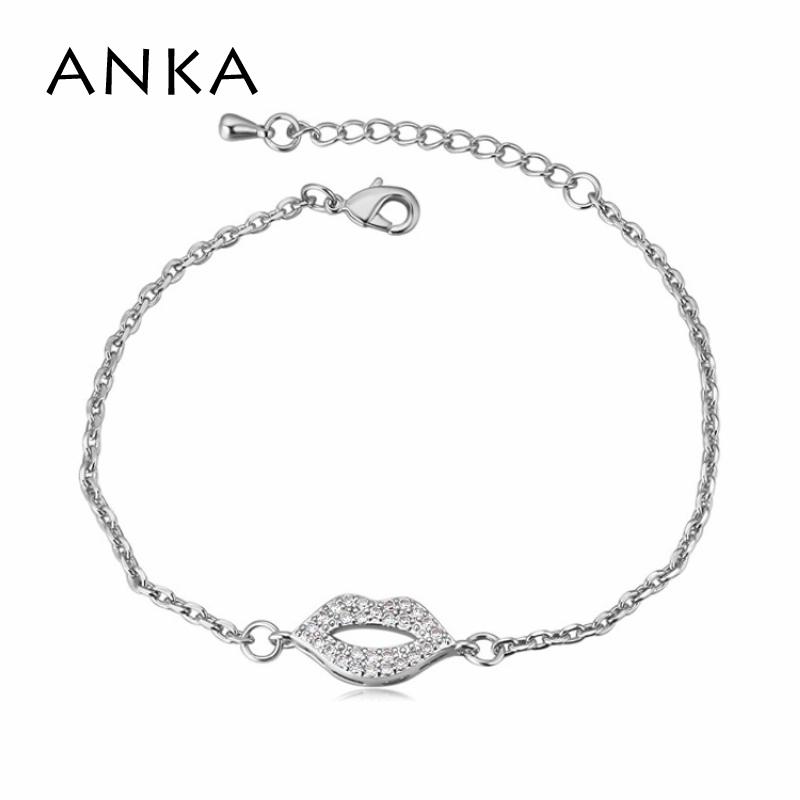 

ANKA cute luxury women small sexy lip print bracelet bangle cubic zirconia rhodium plated fashion jewelry mouth bracelet #25863