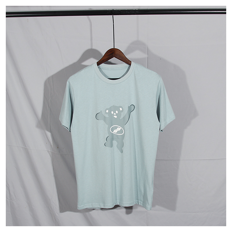 

2021 We11done Cartoon Bear Print for and Women Fashion High Street Short Sleeve T-shirt Summer New Hip Hop Top Men O38b, Turquoise