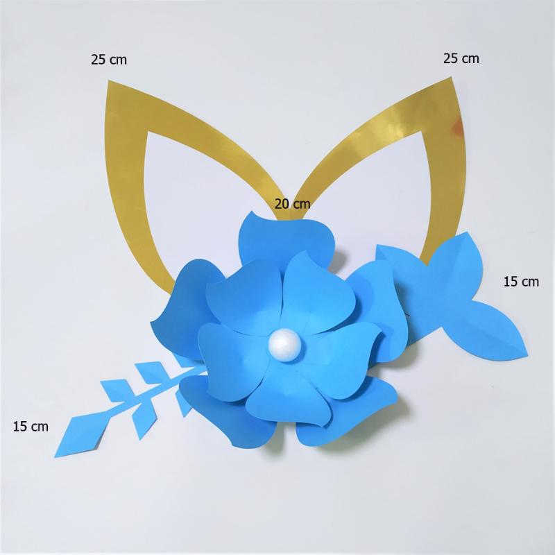 

Cardstock Orange DIY Easy Paper Flowers With Ears leaves Set For Baby Nursery Wall Flower Decor Shower Birthday Video Tutorials, Blue