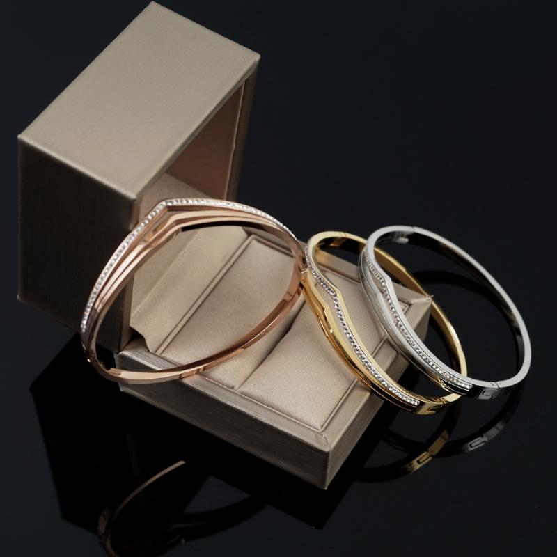 

Luxury Three layers Hollow Crystal Bangles Fashion Stainless Steel Gold-plated For Women Ladies Girls Bracelet Wedding Jewelry