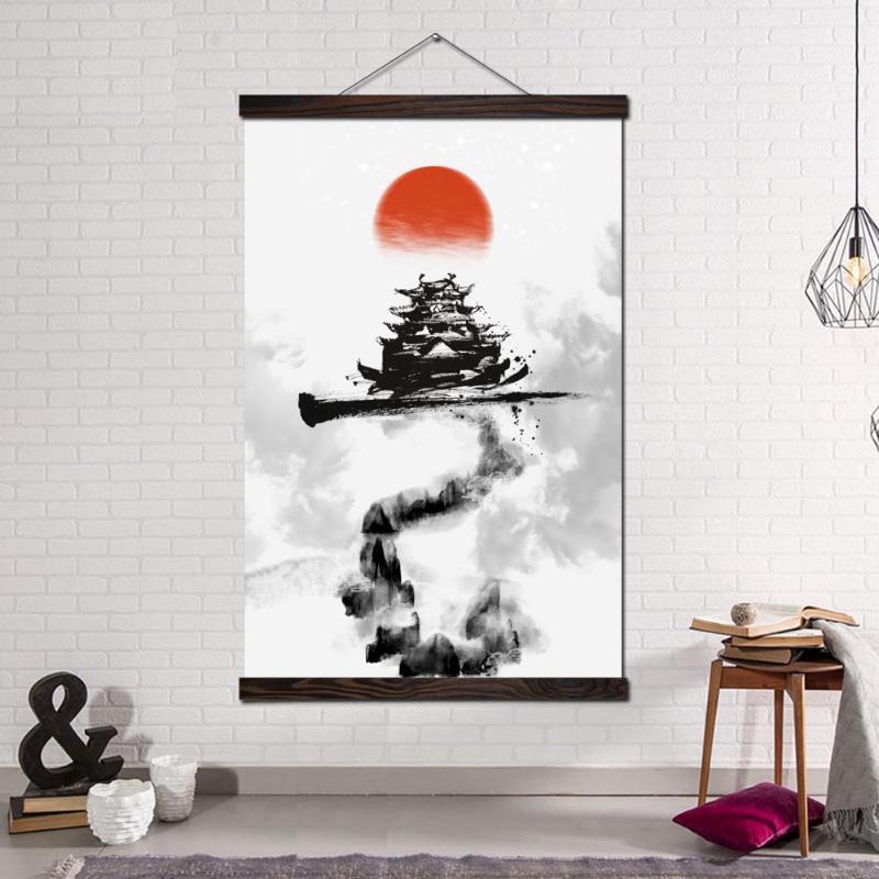 

Wall Art Canvas Painting Posters and Prints Decorative Wall Pictures for Living Room Home Decoration Japan Vintage Architecture