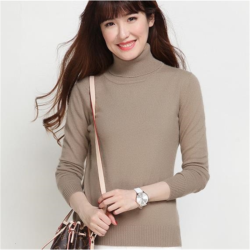 

2021 New Women's Turtleneck Pullover Jumper Autumn Winter Korean Wool Knit Sweter High Lapel Cashmere Cotton Blended Sweater Women Es8g, Lavender