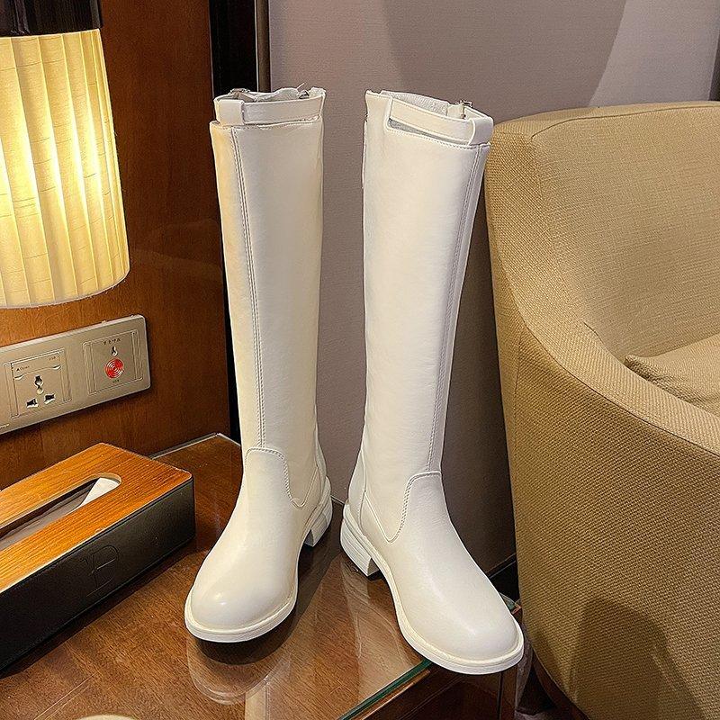 

2020 Winter Women Knee Boots Elegant Shoes White Long Boots Women Fashion Platform Black, Beige
