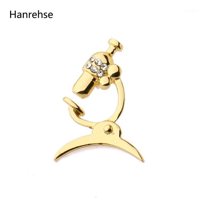 

HANRESHE 3 Colors Microscope Pin Brooches Rose Gold Gold Sliver Student Lapel Brooches Crystal Jewelry Pin Badge1