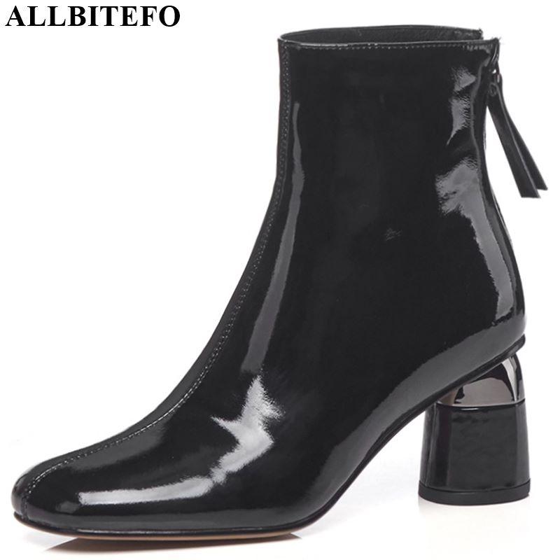 

ALLBITEFO natural genuine leather women boots Pure color Pure color Autumn Winter ankle boots High quality fashion, No plush inside