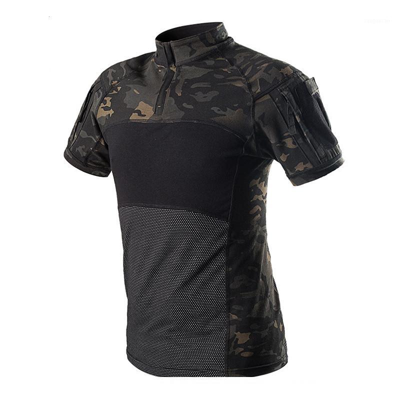 

Summer Men Camouflage Army T-Shirt Frog Soldiers Combat Tactical Climbing Sports Camo Short Sleeve1, Black