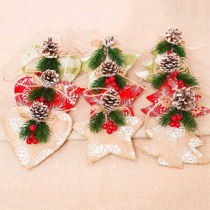 

3PCS/Set Christmas Star /Tree/Heart Pendants Ornament Xmas Tree Ornament DIY Crafts For Home Christmas Party Decoration1