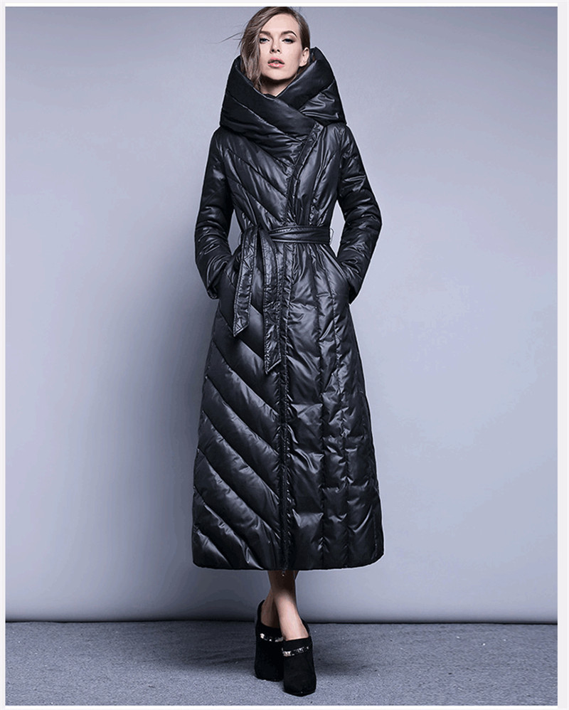 

2021 New High Quality White Women's Duck Down Fashion Winter Quilted Jacket Long Parkas Hot Ladies Coats Wxf429 Os47, Black