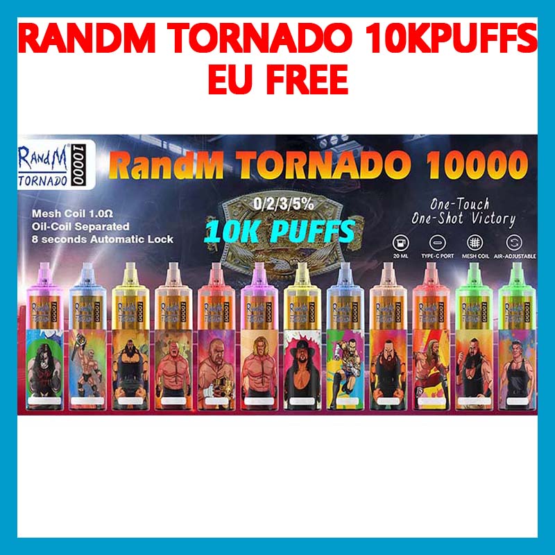 

RandM Tornado 10000 8000 Puffs Disposable Vape Pen E Cigarette Device With Airflow Control Rechargeable 20ml Pod Vapes Kit vs RM Paradise 10k EU Free