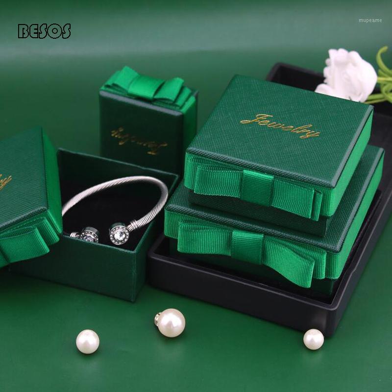 

Wholesale High-grade Solid Color Bow Sponge Jewelry Gift Box Party Activity Festival Ring Necklace Dark Green Cardboard Gift Box1