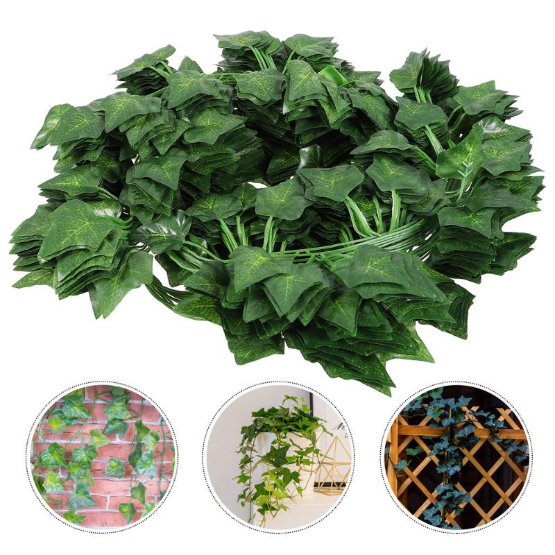

12pcs Simulation 80 Leaves Ivy Vines Fake Creeper Rattan Hanging Ornament, Green