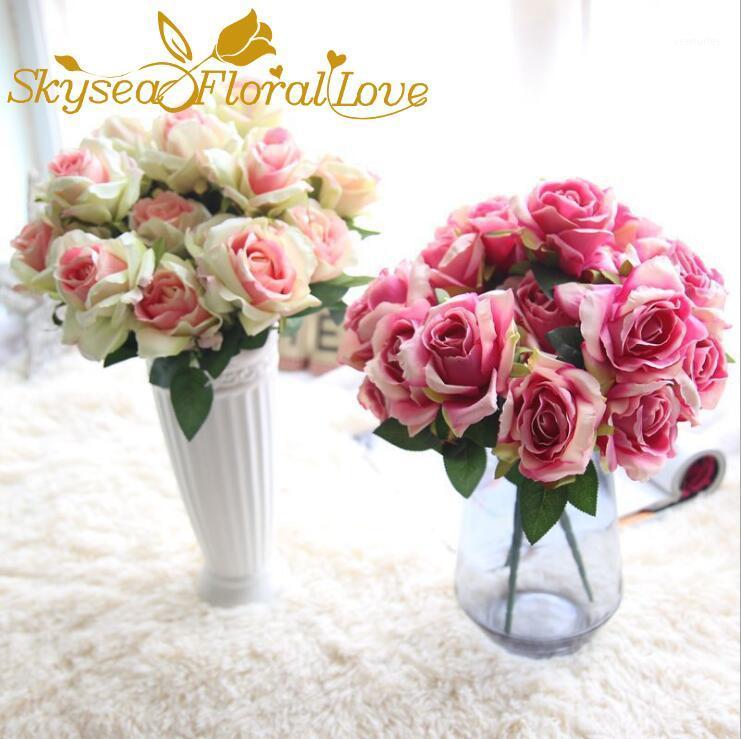 

Fake flower silk rose 7 head wedding flower home party wedding decor silk fake artificial1, Purple