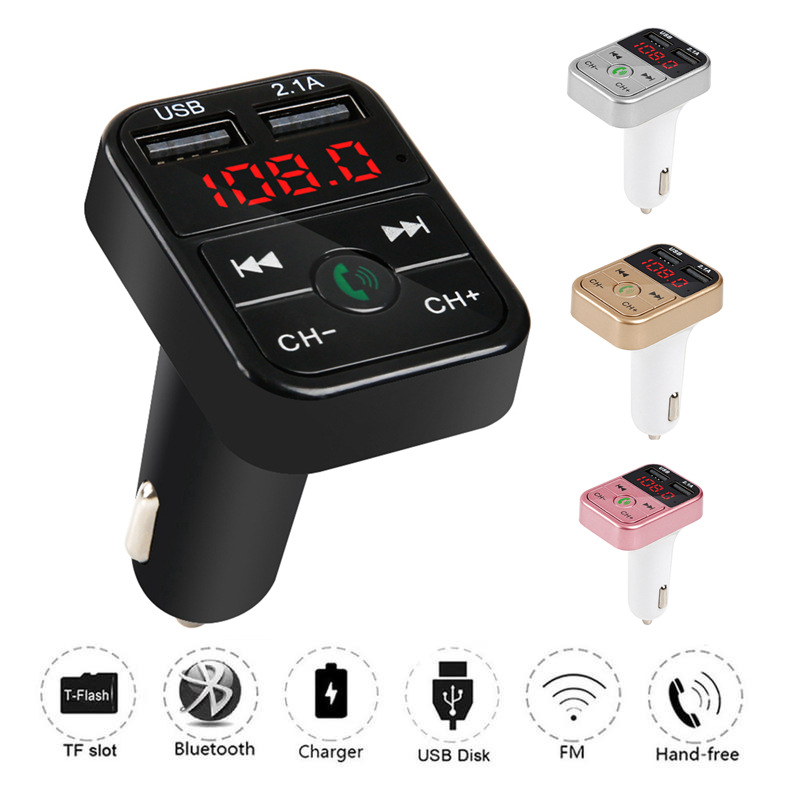 

Cheapest CAR B2 Multifunction Bluetooth Transmitter 2.1A Dual USB charger FM MP3 Player Car Kit Support TF Card Handsfree Charger