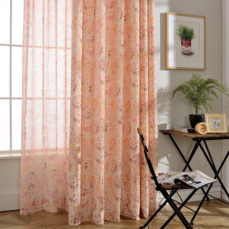 

Curtain Fabrics Factory Sells Modern Simple European Abstract Printed Cotton and Linen Curtains for Living Room Bedroom, Tulle