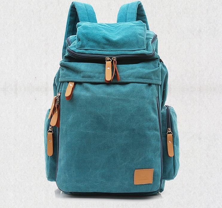 

New arcuate shouider strap zipper solid casual bag male backpack school bag canvas designer backpacks for men outdoor hiking, 01 blue