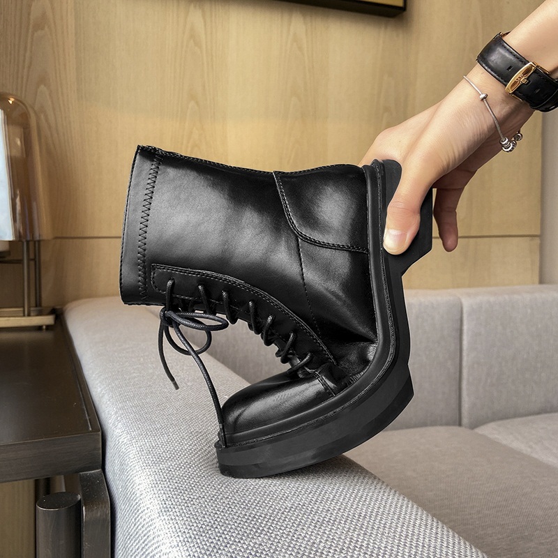 

2021 Women's New Black Winter Woman Ankle Heels High Quality Shoes Boots O2hc
