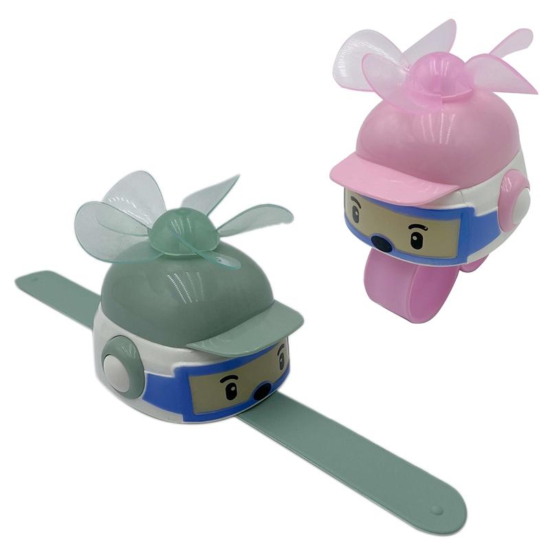 

2 Pcs Mini Watch Fan Air Conditioning Fan USB Electric Lazy Fan, Pink & Blue
