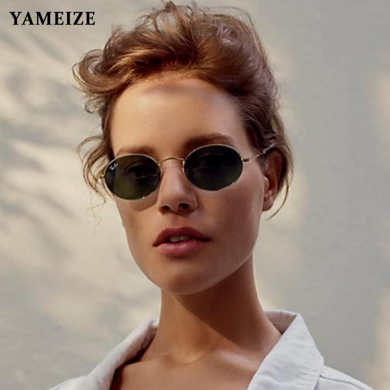 

YAMEIZE Retro Oval Women Sunglasses Fashion Men Glasses Lady Luxury Round Sun Glasses Vintage Mirror Gafas UV400