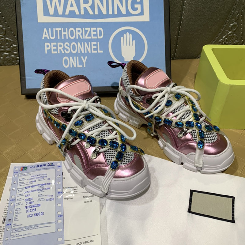 

Fashion Diamond Casual Shoes Men Women Detachable Diamond Shoes Versatile Sneakers Platform Stylist Shoes Leather Frenulum Woolen Sneakers, Box