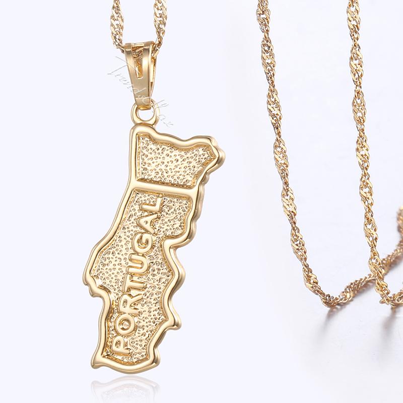 

Portugal Map Womens Pendant Necklaces Gold Color Pendant For Women Fashion Woman Jewelry 2021 Dropshipping Wholesale Gift HGP330